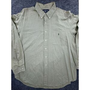 Ralph Lauren Shirt Mens 18 Gray Blake Yarmouth 100% Cotton Long Sleeve Button Up